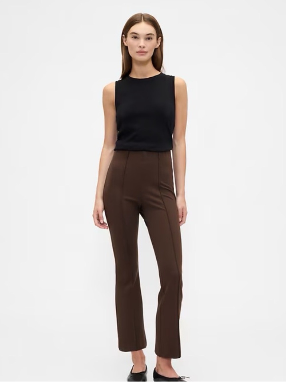 GAP High Rise Ponte Crop Kick Pants dark brown NWT